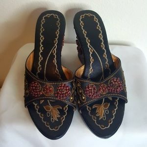 Unbranded womens boho beaded healed slip ons 7.5
